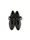FLORENCE BLACK GRAIN LEATHER BALLERINAS
