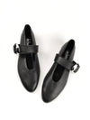 FLORENCE BLACK GRAIN LEATHER BALLERINAS