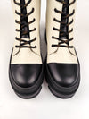 KENDRA CREAM/BLACK LEATHER BOOTS