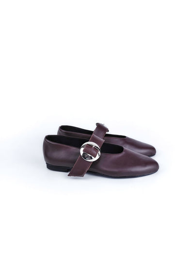 FLORENCE BROWN LEATHER BALLERINAS