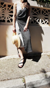 ALETHEA BLACK MATTE FLAT SANDALS