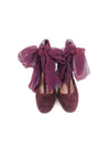 JOSEPHINE BORDEAUX SUEDE TIE-UP T-BAR HEELS (8,5cm)