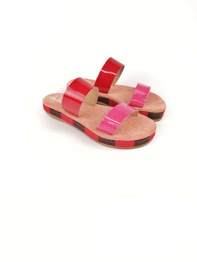 DIOPE RED/PINK FLATFORM SANDALS