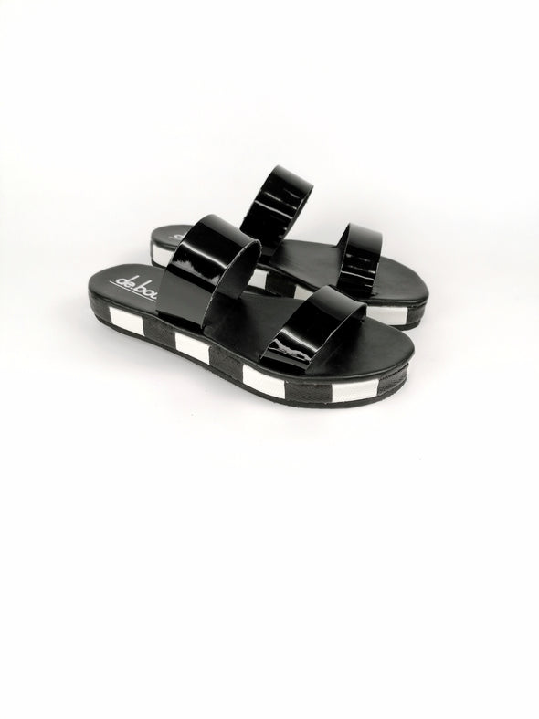 DIOPE BLACK FLATFORM SANDALS