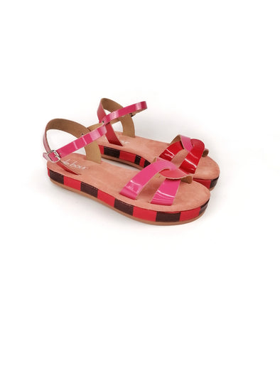YOLANDA RED/PINK FLATFORM SANDALS