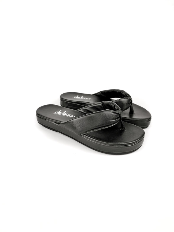 AURORA BLACK FLATFORM SANDALS