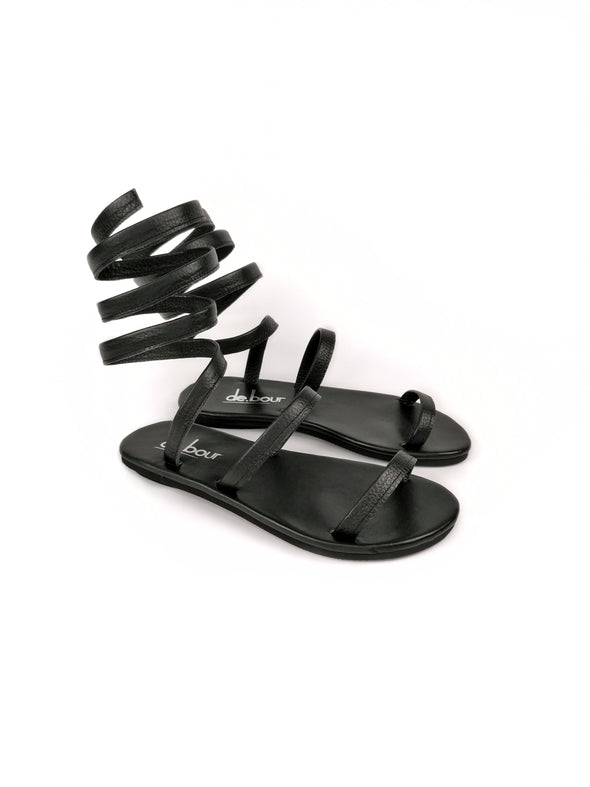 ALESSIA BLACK LEATHER SANDALS