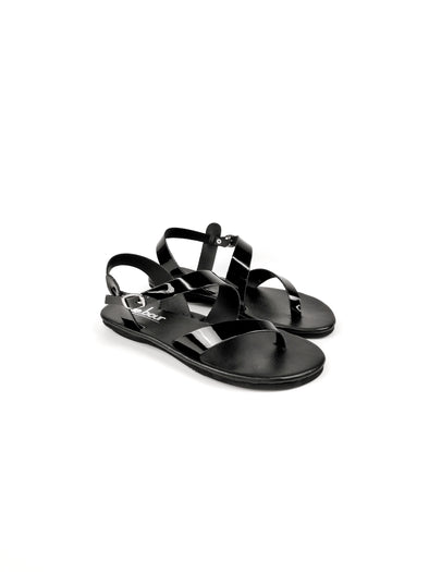 NIOVE BLACK LEATHER SANDALS