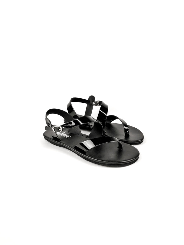 NIOVE BLACK LEATHER SANDALS