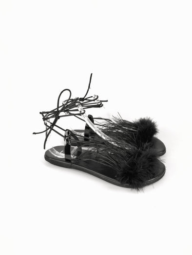 RENATA BLACK LEATHER SANDALS