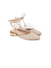 SIENNA RAFFIA/SUEDE BEIGE LACE-UP MULES
