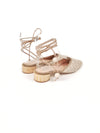 SIENNA RAFFIA/SUEDE BEIGE LACE-UP MULES