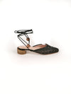 SIENNA RAFFIA/SUEDE BLACK LACE-UP MULES