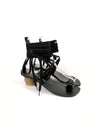 HERMIONE BLACK LACE-UP SHORT HEELS