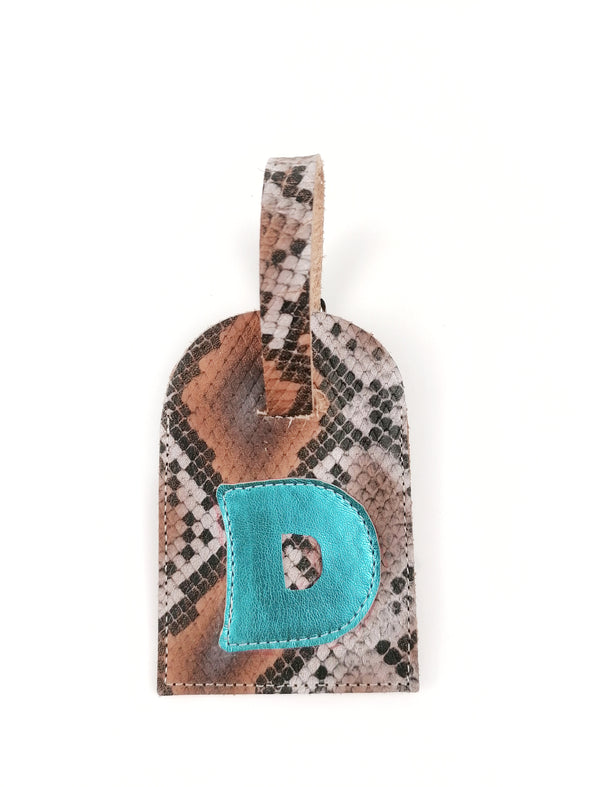 SNAKE/ METALLIC BLUE TRAVEL TAG