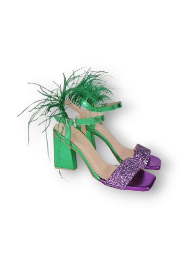 PRISCILLA PURPLE/ GREEN GLITTER HEELS (8,5cm)