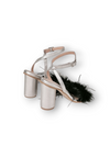 JANET BLACK/ SILVER FEATHER HEELS (8,5cm)