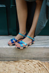 YOLANDA BLUE FLATFORM SANDALS