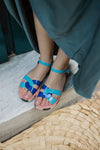 YOLANDA BLUE FLATFORM SANDALS