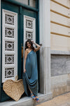 YOLANDA BLUE FLATFORM SANDALS