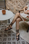 ALESSIA BLACK LEATHER SANDALS
