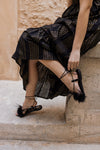 RENATA BLACK LEATHER SANDALS