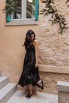 RENATA BLACK LEATHER SANDALS