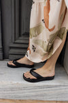AURORA BLACK FLATFORM SANDALS