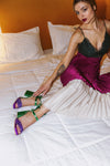 PRISCILLA PURPLE/ GREEN GLITTER HEELS (8,5cm)