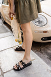 BROOKE BLACK FLATFORM SANDALS