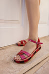 YOLANDA RED/PINK FLATFORM SANDALS