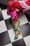 BIANCA GREEN METALLIC LEATHER HEELS (8,5cm)
