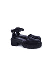 CARELLI BLACK LEATHER RUBBER FLATS