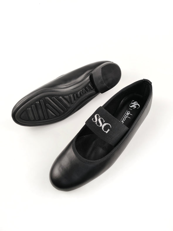 SSG x de.bour BLACK LEATHER BALLERINAS