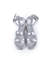 MINIMALISTIC SILVER LEATHER FLAT SANDALS