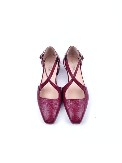 ODETTE WINE RED GLOSSY LEATHER SHOES
