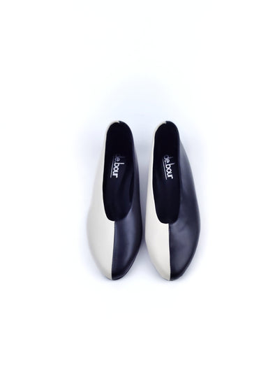 EDITH BLACK/CREAM LEATHER & SUEDE BALLERINAS