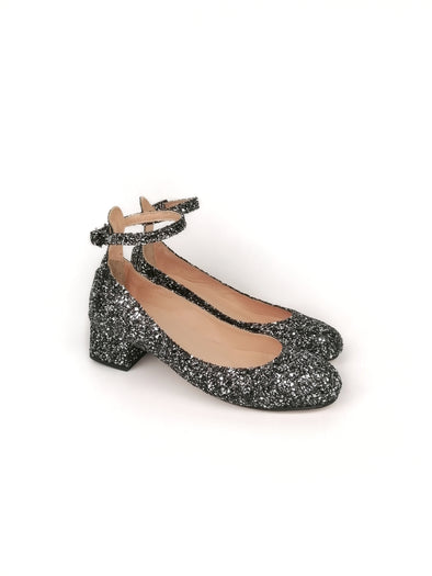 VALERIE DARK SILVER GLITTER PUMPS (3,5cm)