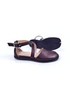 YUKI TABI BROWN LEATHER RUBBER FLATS