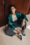BETTY PETROL LEATHER SNEAKERS