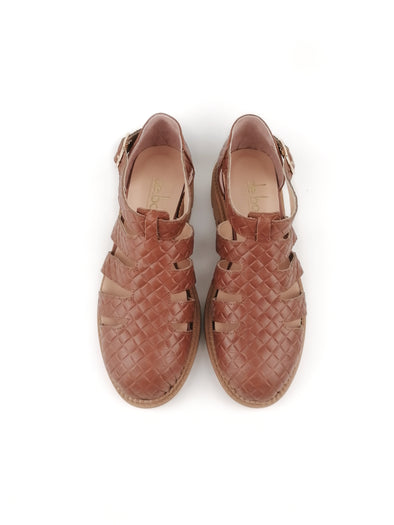 MATILDA BROWN LEATHER RUBBER FLATS