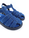 CALLIE FISHERMAN DENIM LEATHER FLATFORMS