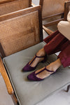 MIMOSA BORDEAUX SUEDE T-BAR STRAP SHOES