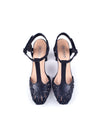 TIFFANY BLACK GLITTER T-STRAP HEELS (8,5cm)