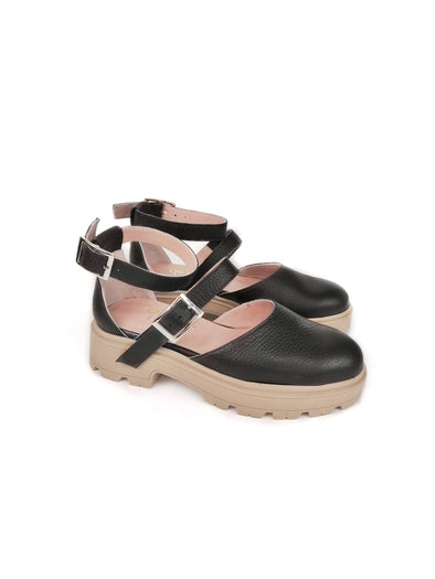 JOJO BLACK CHUNKY RUBBER FLATS