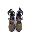 CLEMENCE OLIVE GREEN SUEDE LEATHER STRAPPY HEELS (7,5cm)