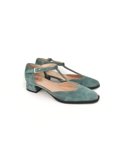 MIMOSA DENIM BLUE SUEDE T-BAR STRAP SHOES