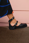 ELLIE BLACK RUBBER FLATS