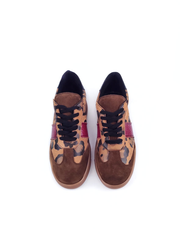 LIZA LEOPARD PRINT LEATHER SNEAKERS