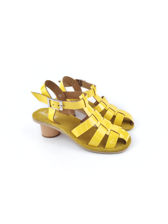 EMMA YELLOW LEATHER SHORT HEELS